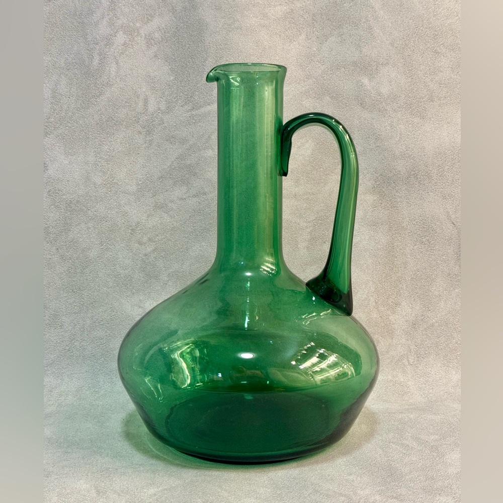 Vintage Futuro Anteriore From Italy Green Glass Pitcher 1960’s